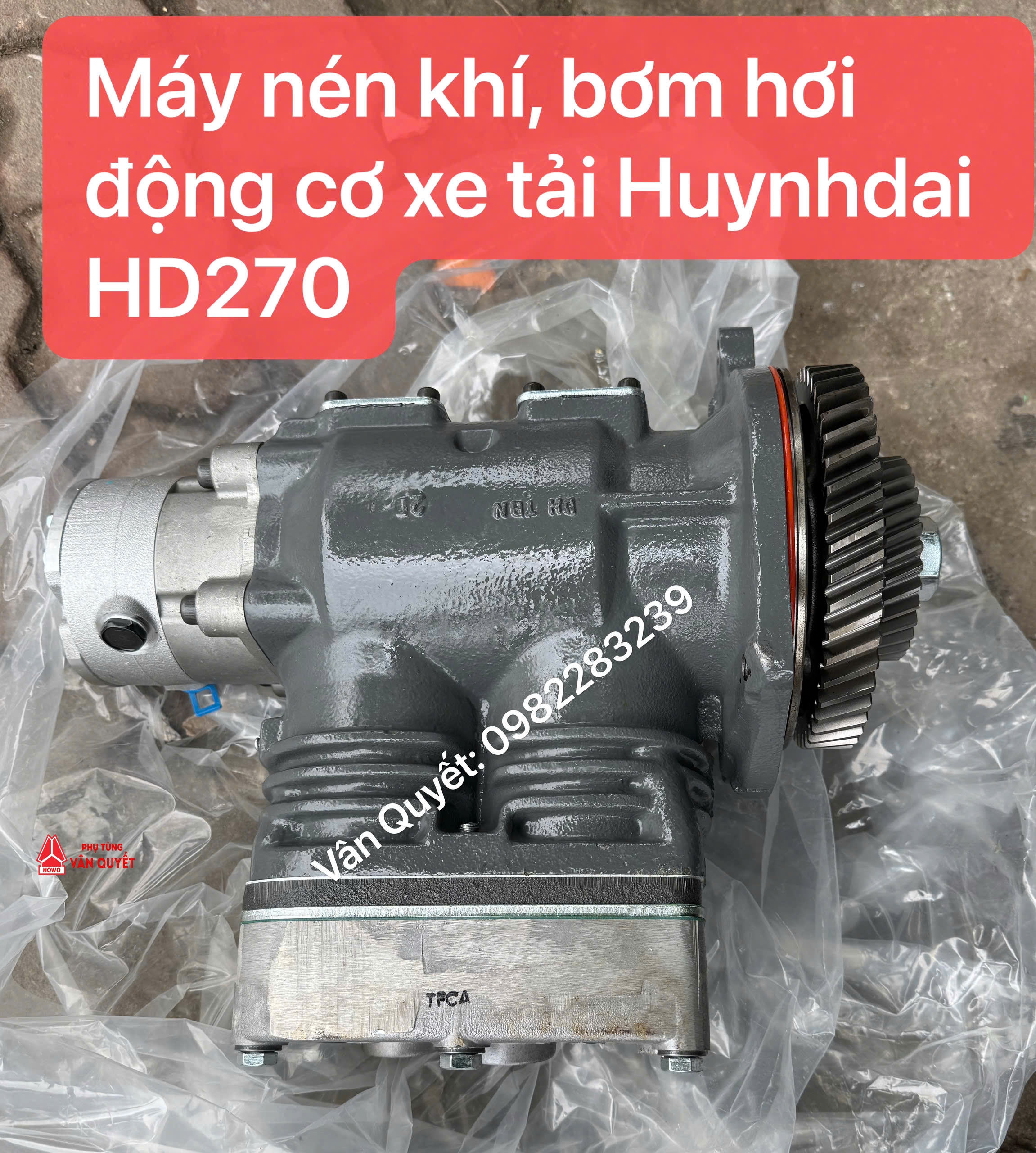 Bơm hơi động cơ xe tải Huynhdai HD270 - Máy nén khí xe Huynhdai HD270.