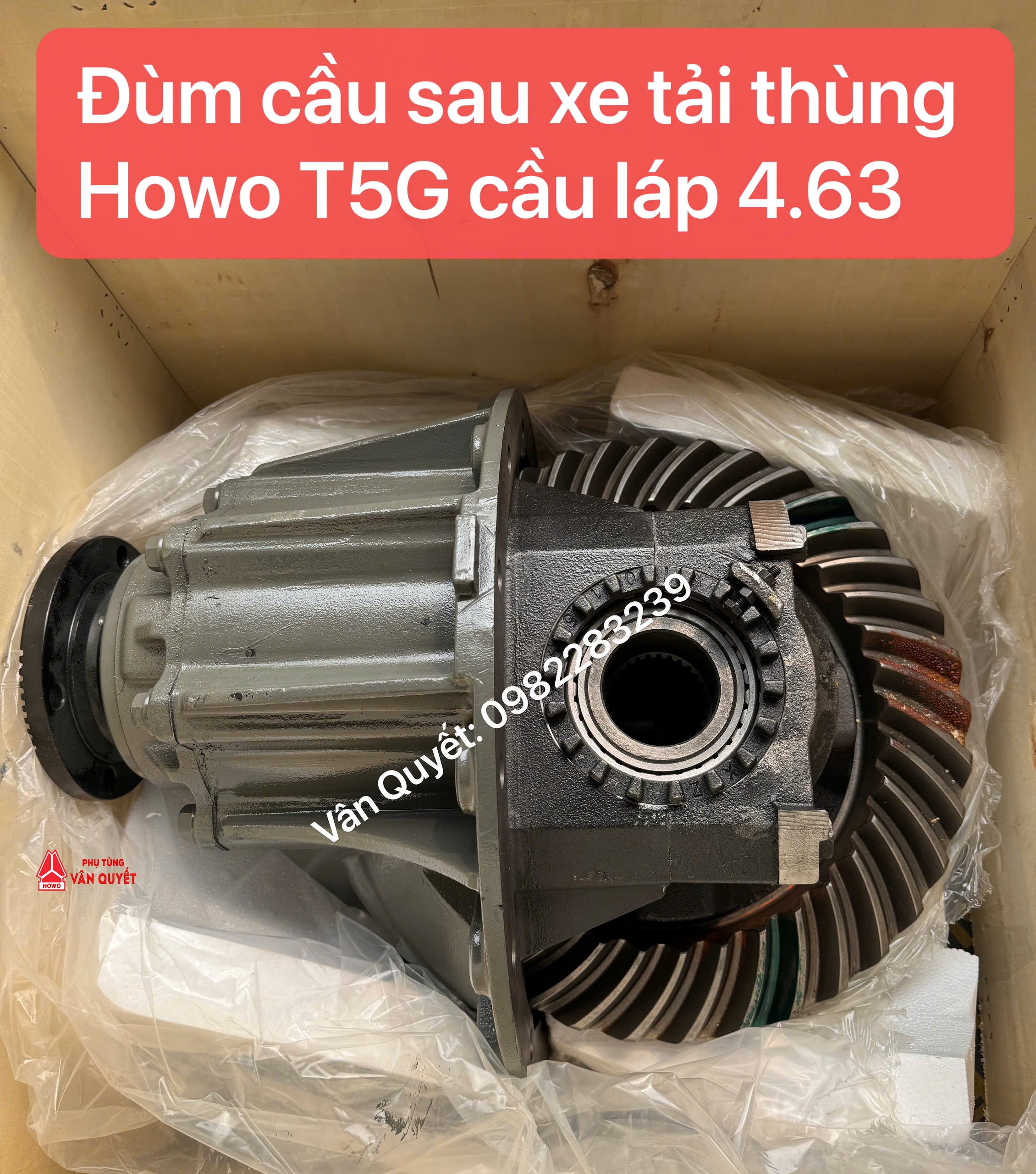 Bộ đùm cầu sau xe tải thùng Howo T5G-340, TMT336 cầu láp 4.63