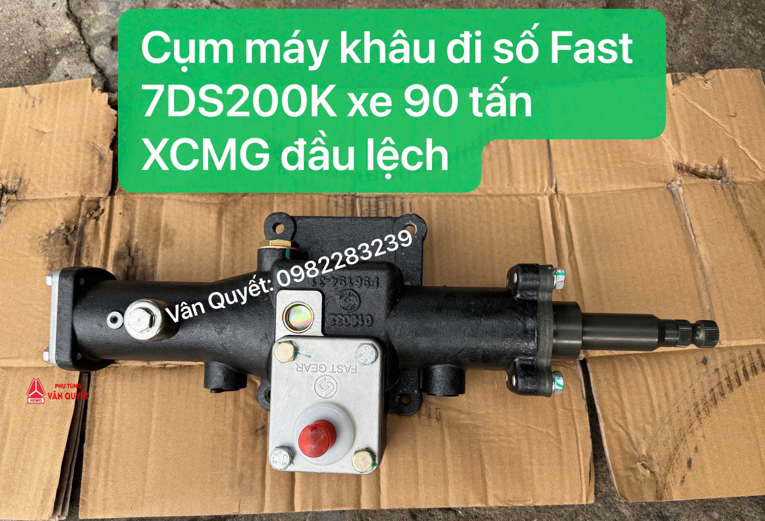 Cụm máy khâu đi số xe tải mỏ 90 tấn XCMG, Mặt máy khâu đi số Fast 7DS200K lắp xe tải XCMG 90 tấn đầu lệch.