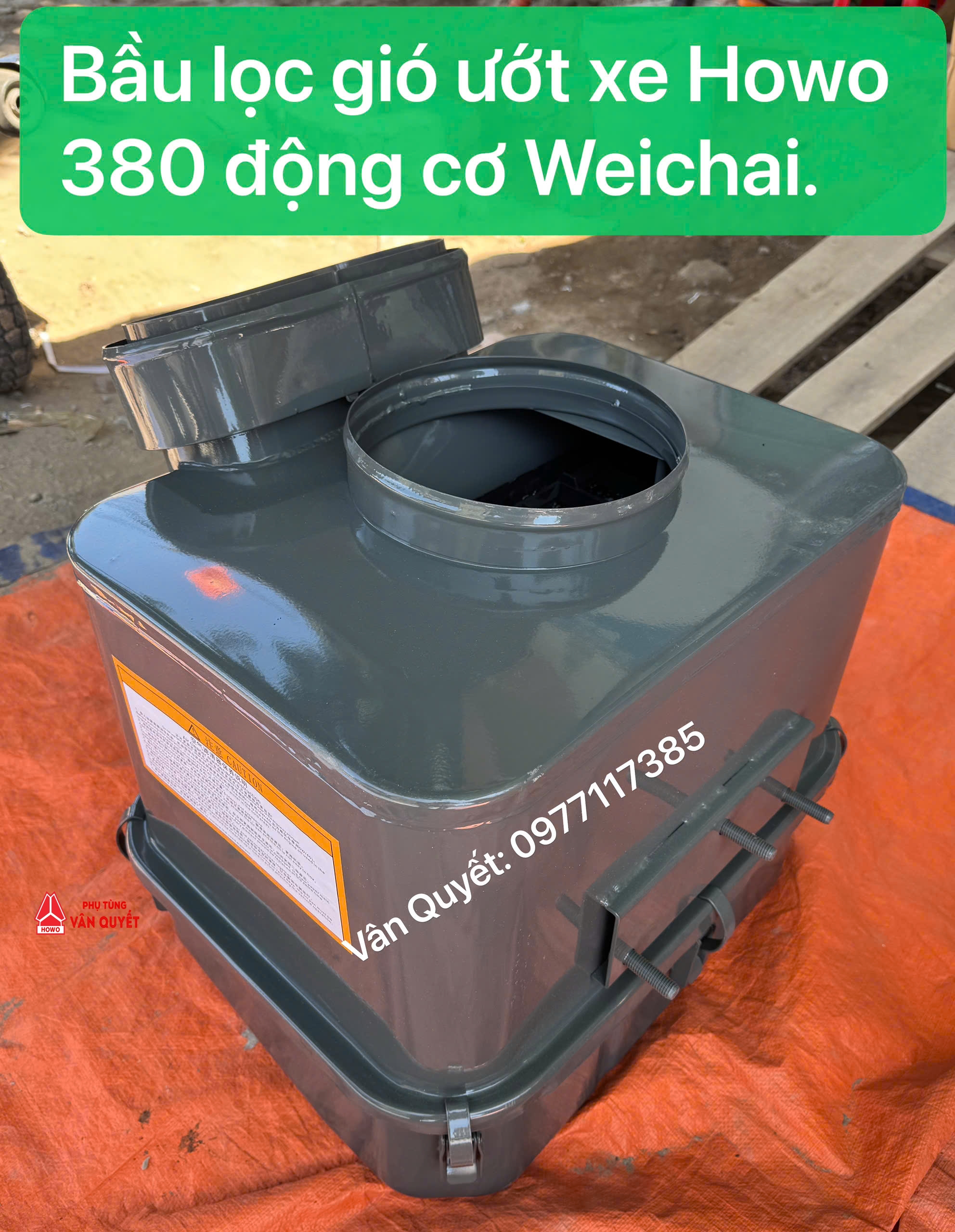 Bầu lọc gió ướt động cơ xe Howo 380 máy Weichai WP10. Cụm bầu lọc gió ướt xe Howo TX, Howo 380 động cơ Weichai WP10.