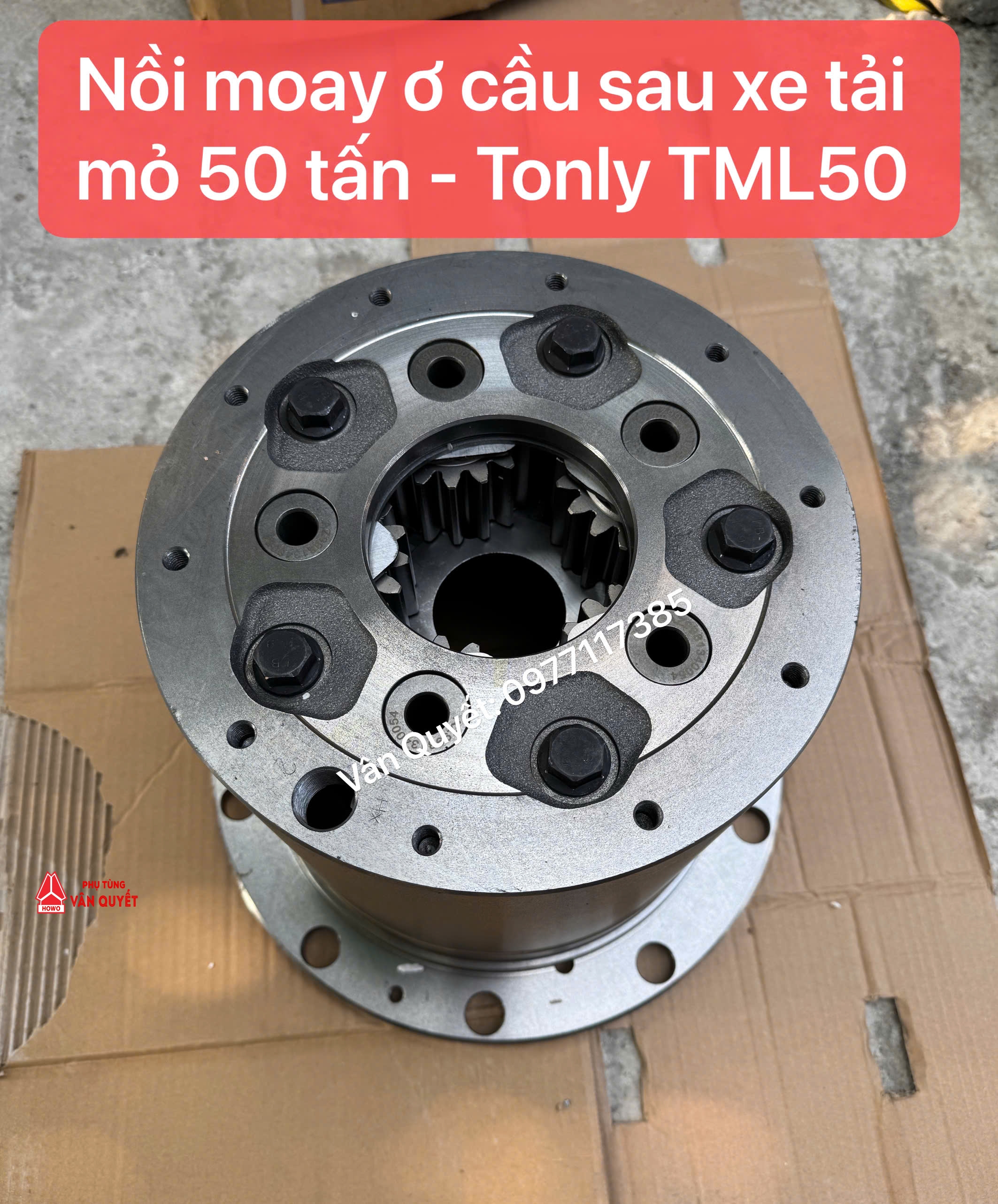 Nồi moay ơ sau xe tải chạy mỏ 50 tấn đầu lệch Tonly TML50. Nồi moay ơ giảm tốc cầu sau xe Tonly TML50