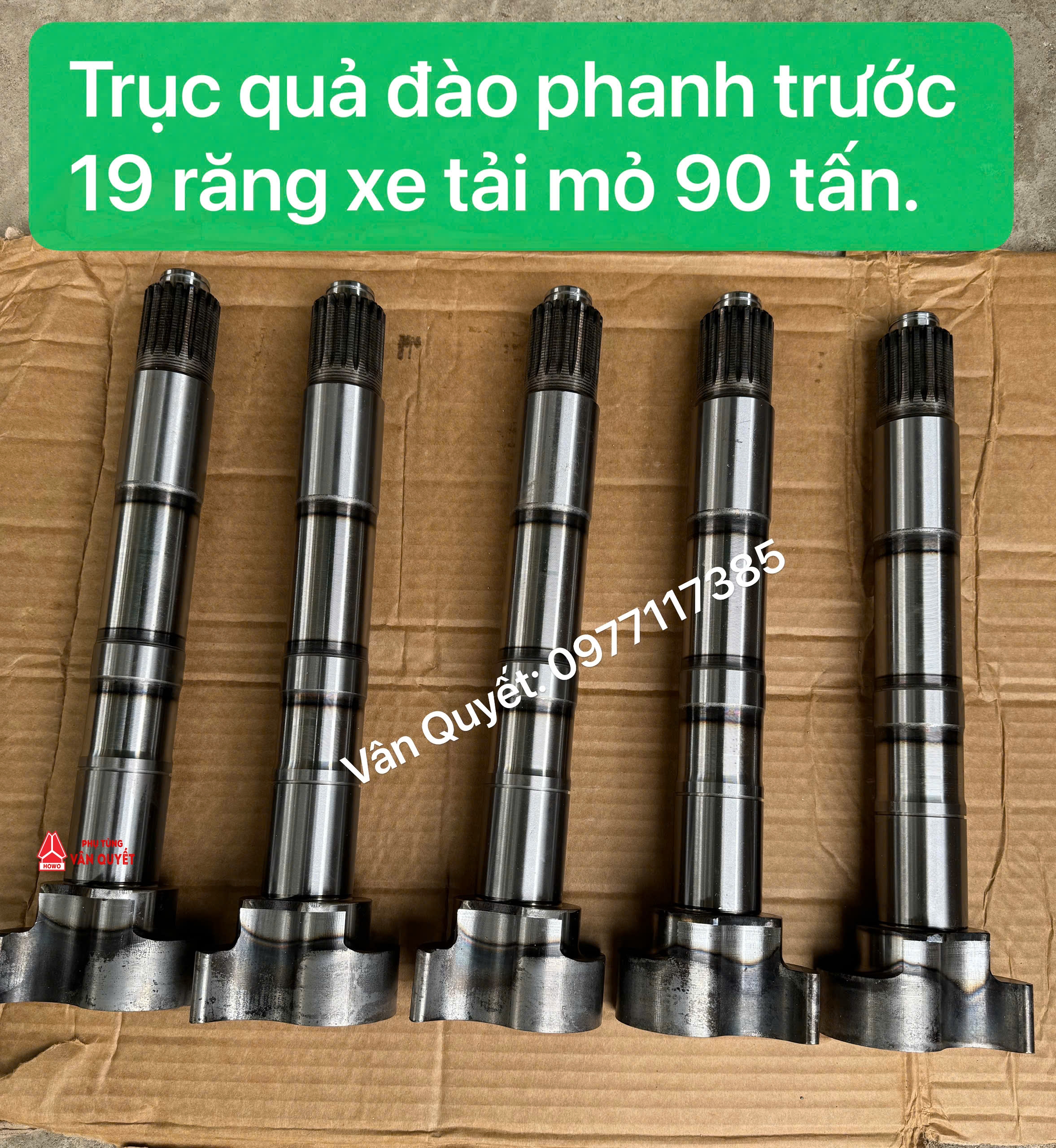 Trục quả đào phanh trước xe mỏ 90 tấn Tonly. Trục phanh trước 19 răng lắp xe tải 90 tấn Tonly. DZ90149446010 - DZ90149446011