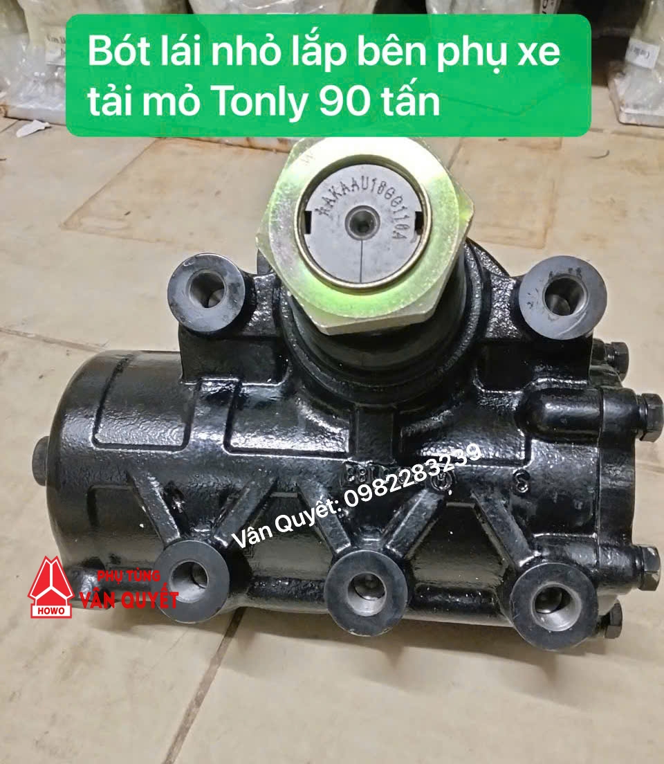 Bót lái bên phụ xe tải mỏ 90 tấn Tonly, Bót trợ lực lái lắp bên phụ xe tải Tonly đầu lệch 90 tấn đời 5 ốc bắt.