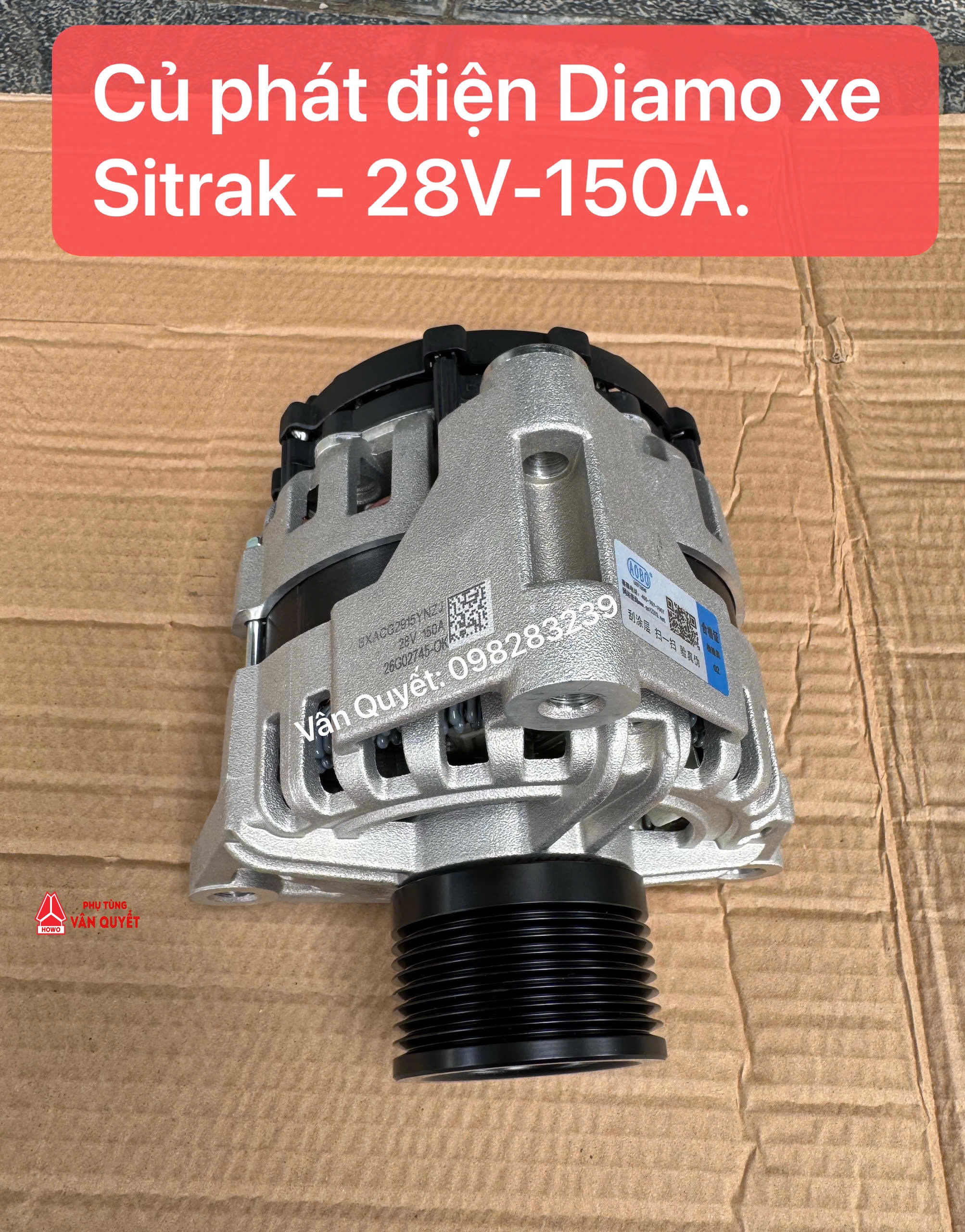 Củ phát điện 28V-150A lắp cho xe đầu kéo Sitrak, NX440, Howo MaX