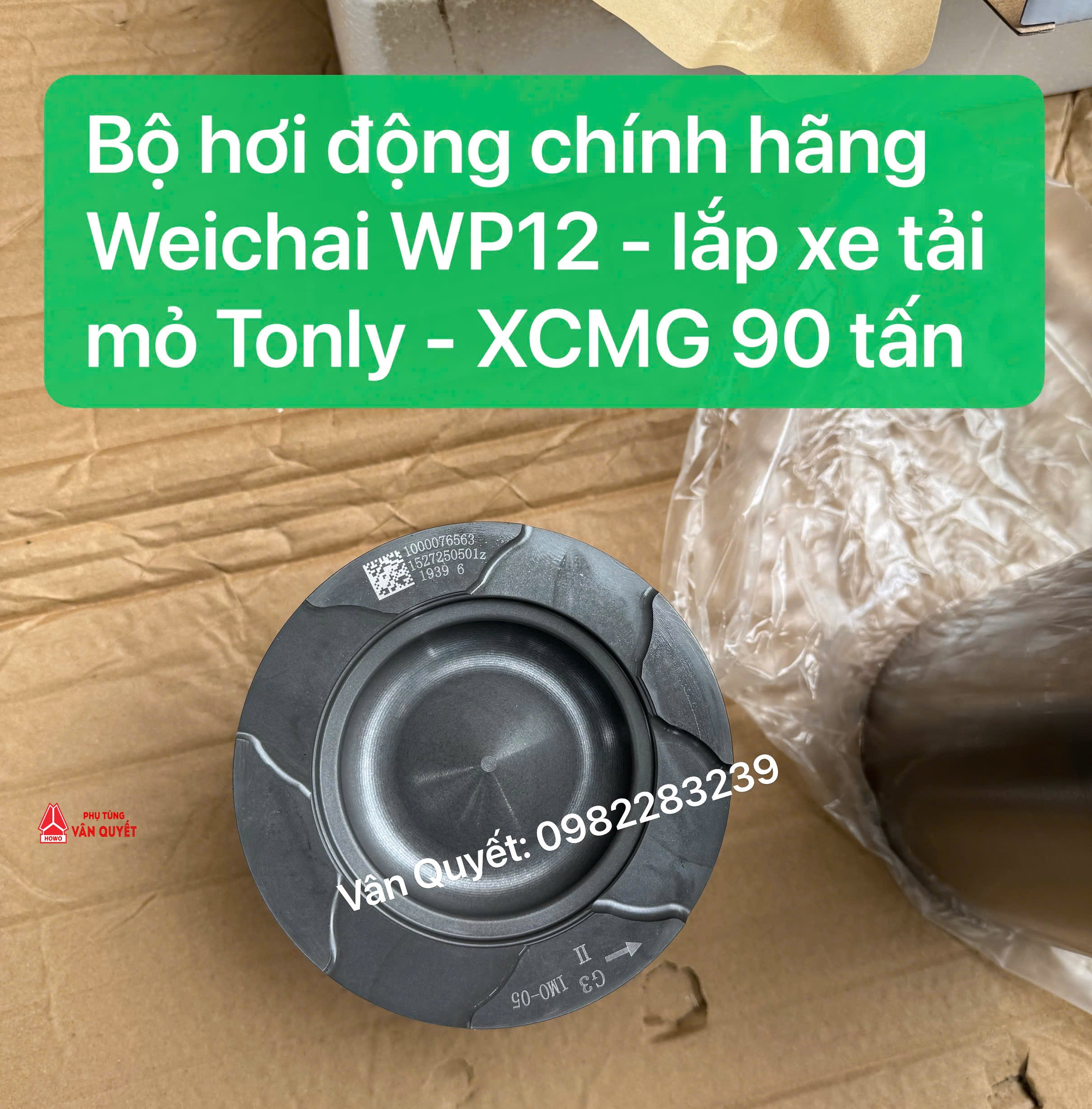 Bộ hơi trục cơ, xy lanh, pistong, séc măng phụ tùng sửa chữa động cơ Weichai WP12 lắp xe tải chạy mỏ 90 tấn Tonly - XCMG. 1003890320