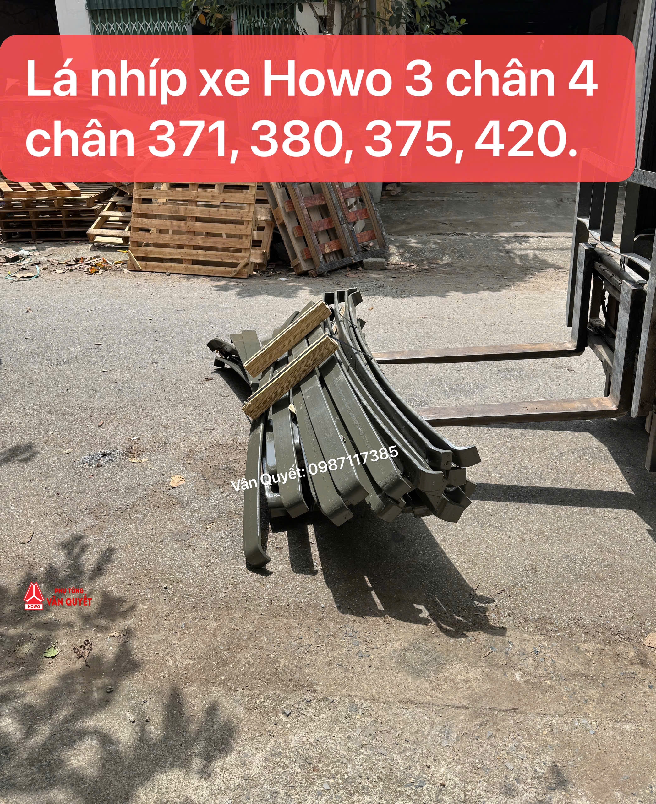 Nhíp trước nhíp sau xe Howo 336, 371, 375, 380. WG9725520072, WG9731520084, WG9638520008.