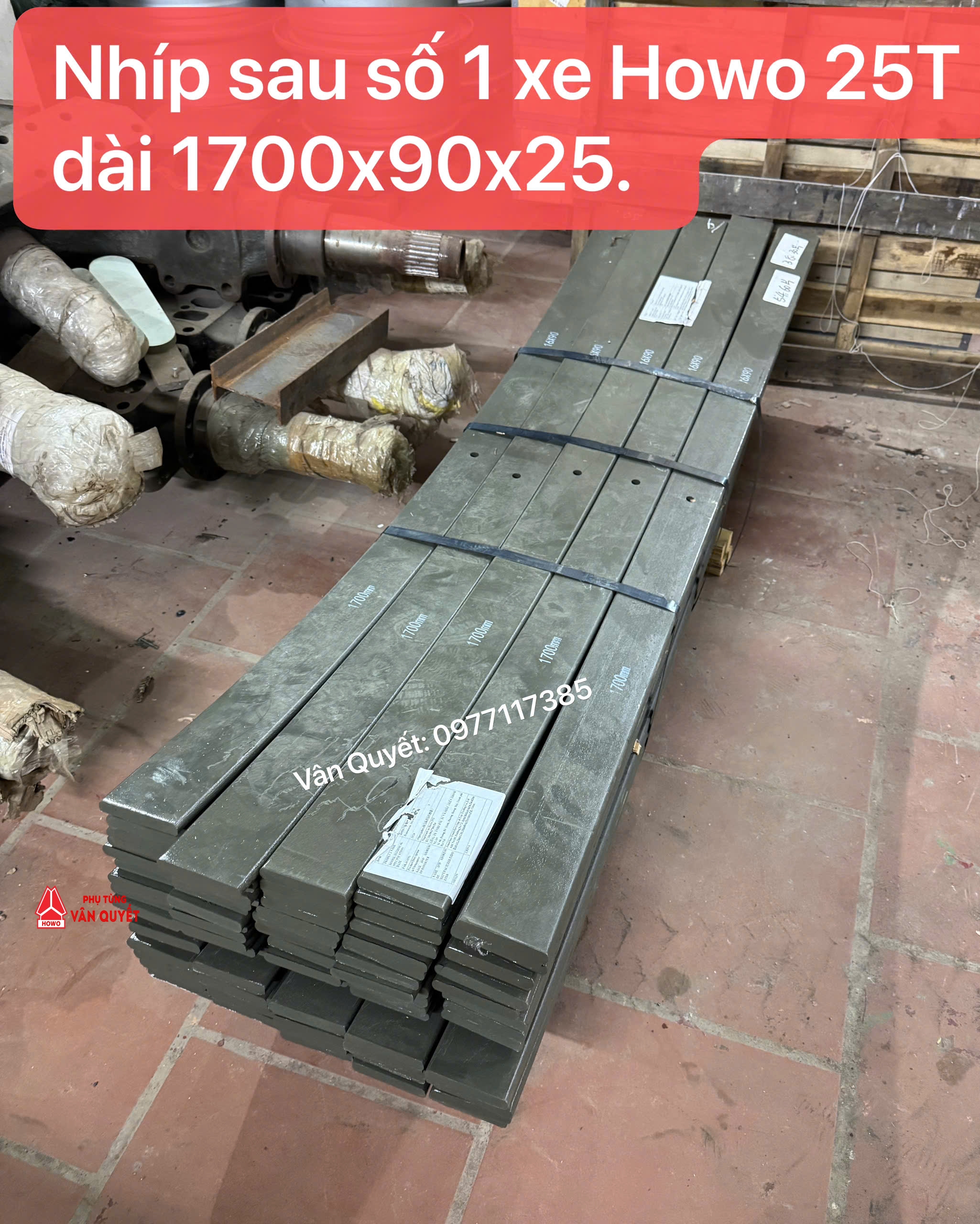 Lá nhíp sau số 1-2-3-4-5 xe Howo 25x90x1700, 25x90x1800. WG9638520008
