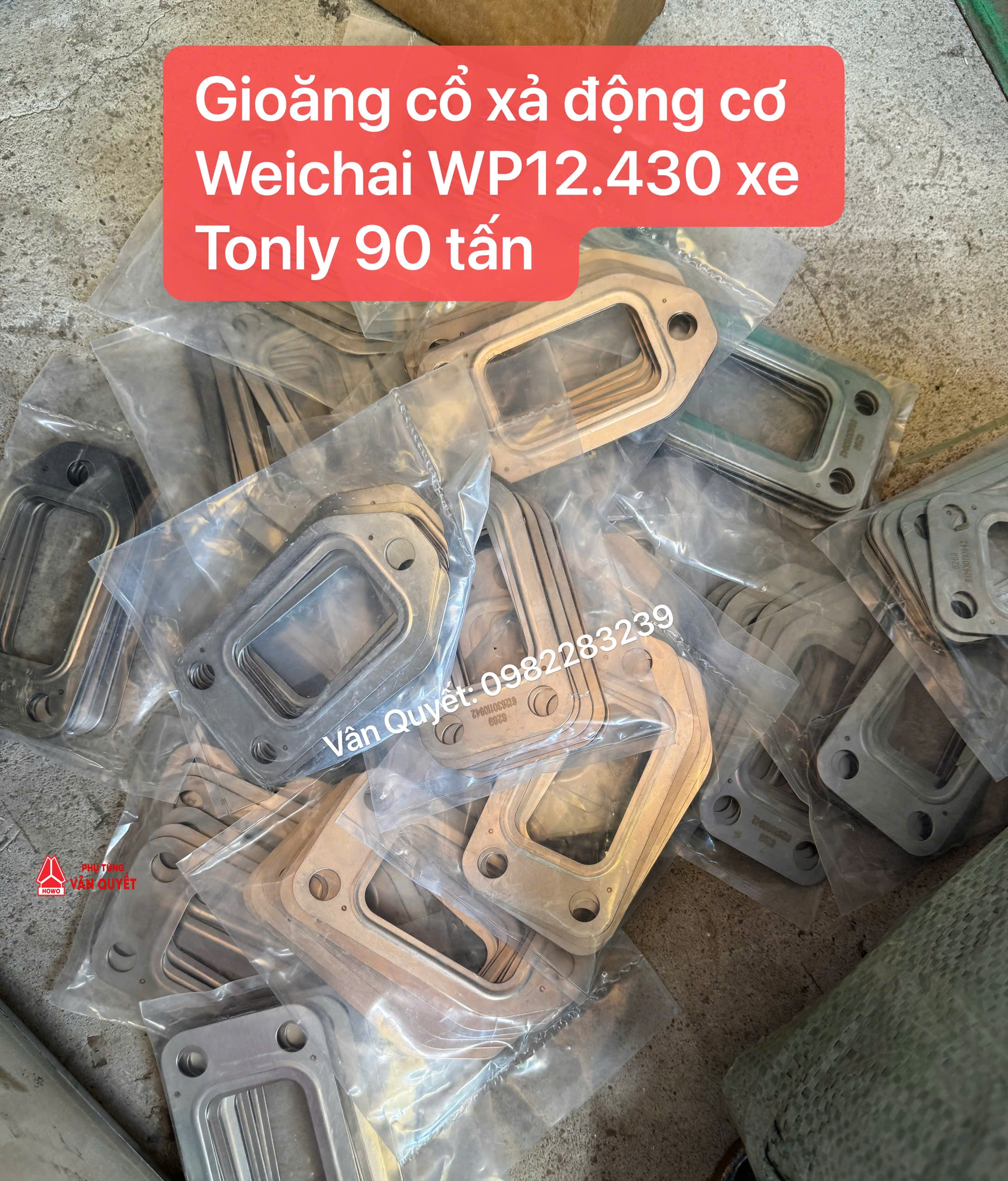 Gioăng cổ xả động cơ Weichai WP12.430 xe tải mỏ Tonly 90 tấn. 612630110942