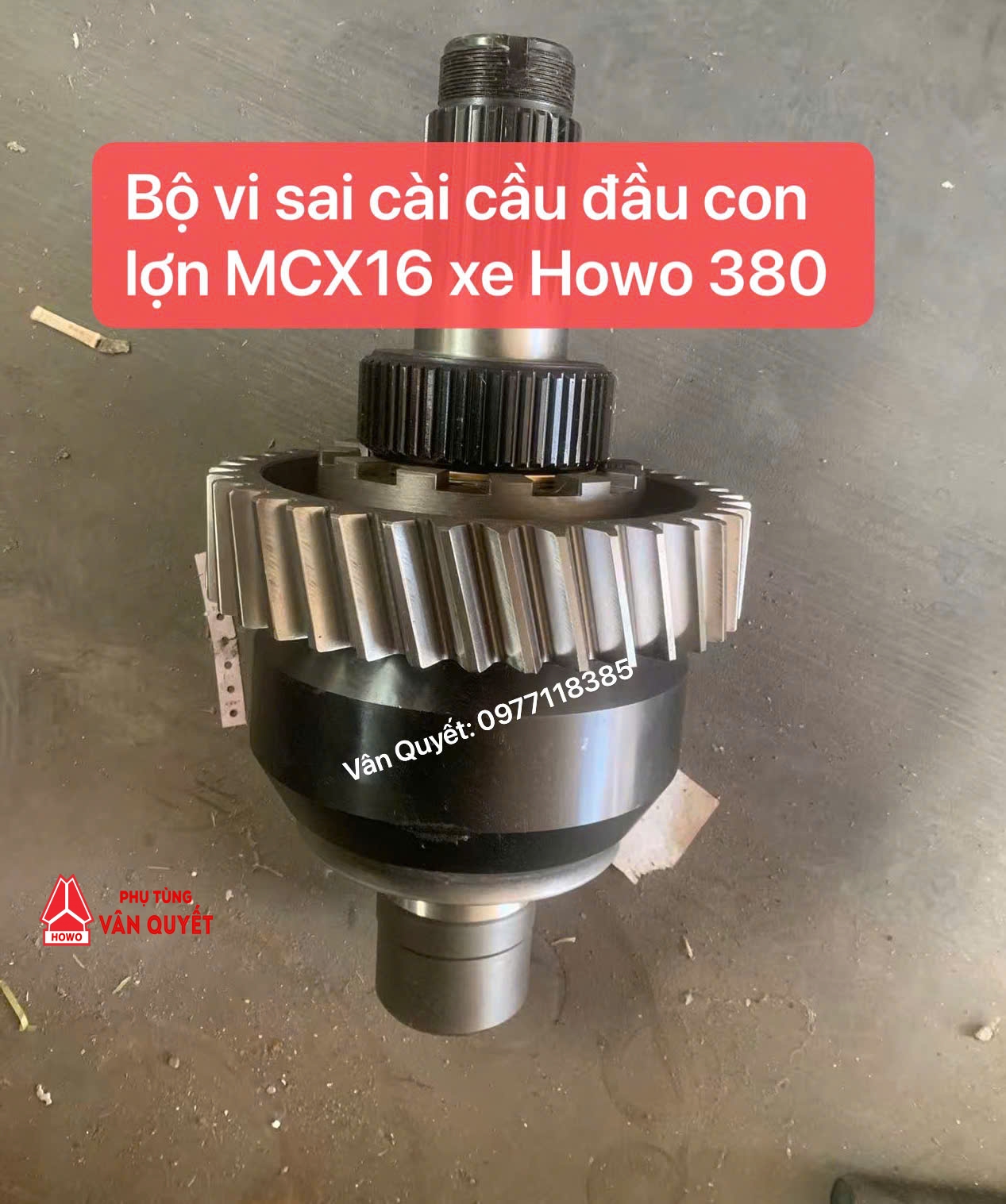 Bộ vi sai cài cầu đầu con lợn MXX16 xe Howo 380.