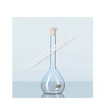 Bình định mức thủy tinh trắng, nút nhựa PE bát giác, class A DURAN