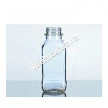 Chai vuông cổ vặn miệng rộng với nắp vặn chuẩn thủy tinh soda lime DURAN