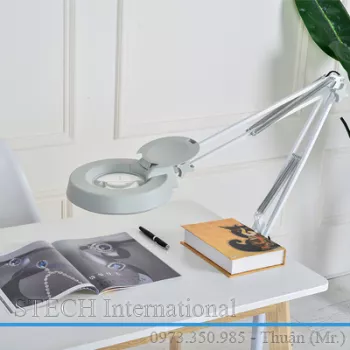 Kính lúp kẹp bàn, thân gập, thấu kính phổ thông LT-86A 5X LED
