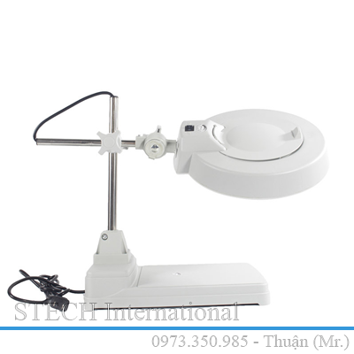 Kính lúp để bàn bàn, thân dạng trục, thấu kính phổ thông LT-86B 10X LED