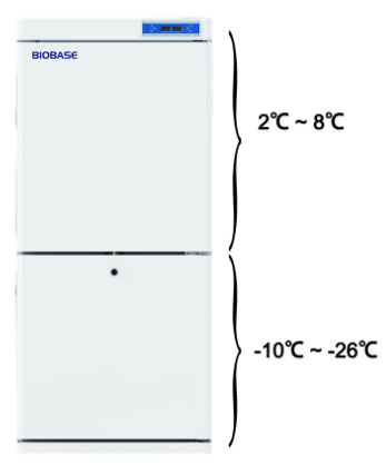 Tủ lạnh 2 buồng, 2 dải nhiệt độ (-10oC đến -25oC và 2 đến 8oC) BDF-25V260 BIOBASE