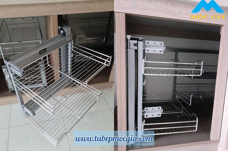 kệ inox 4 rỗ âm tủ bếp dưới