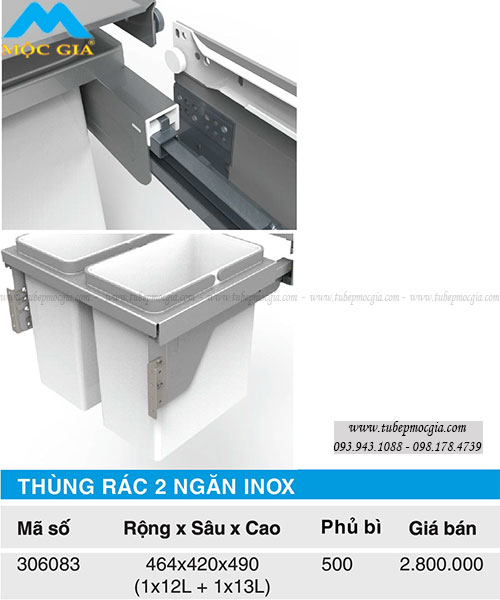 Thùng rác phân loại Higold 306083 tại kho phụ kiện tủ bếp Mộc Gia