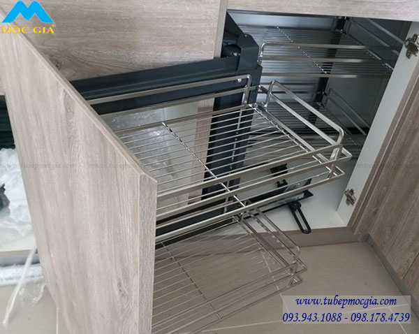 Kệ góc liên hoàn 4 rỗ Eurogold EPSL101 inox mờ tại Kho Phụ Kiện Tủ Bếp Mộc Gia