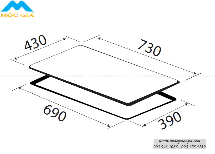 thông số kỹ thuật lắp đặt Bếp 1 Điện 1 Từ Kaff KF-FL105IC