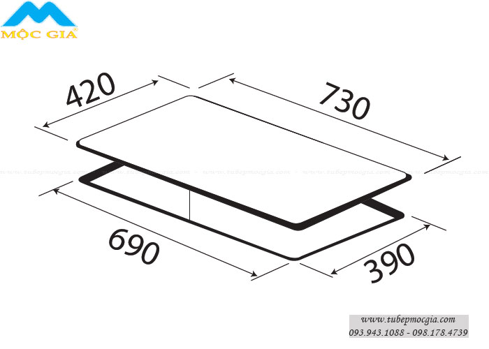 thông số kỹ thuật lắp đặt Bếp 2 từ Kaff KF-SD300II