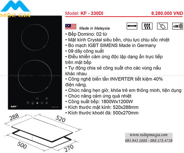 Bếp Domino Từ Kaff KF-330DI made in Malaysia