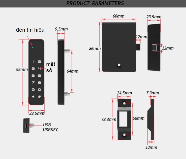 Khóa Cửa Tủ Mật Mã Mini Cao Cấp FN305KMM