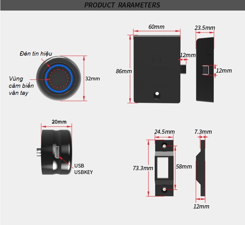 Khóa Cửa Tủ Vân Tay mini FN303KVT