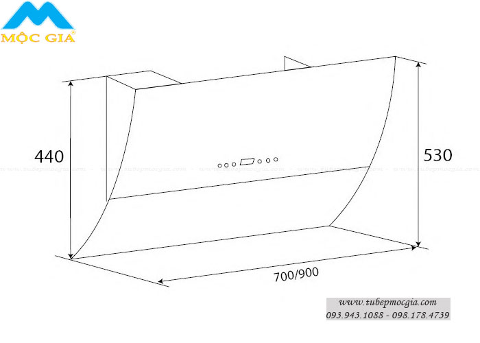 Kích thước chuẩn Máy hút khử mùi KAFF KF-AT70H/AT90H