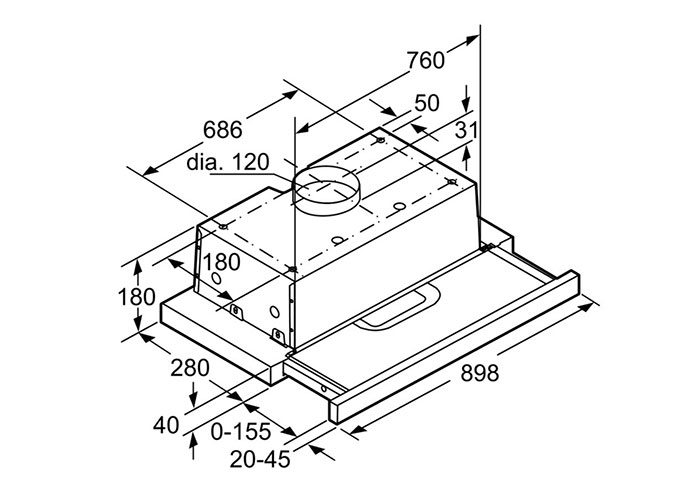 Máy Hút Mùi ÂM Tủ Bosch HMH.DHI923GSG Series 4 xuất xứ từ Ý