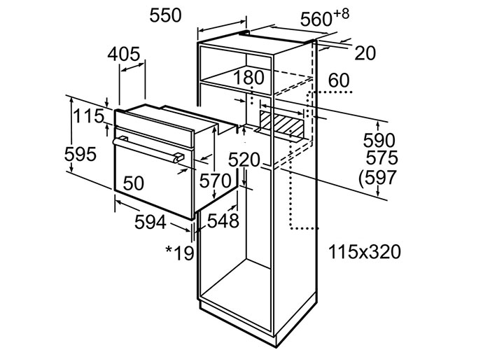 Kích thước Lò Nướng Âm Tủ Bosch HMH.HBF113BR0A Series 2