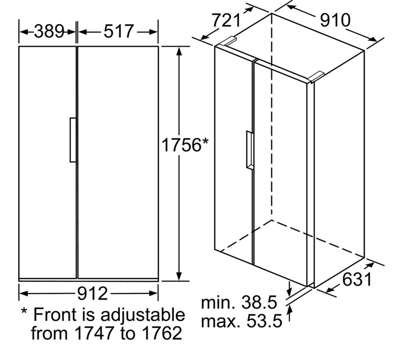 Tủ Lạnh Bosch 2 Cánh Side By Side HMH.KAN92VI35O