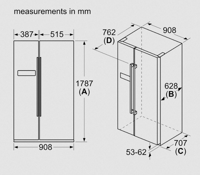 Thông số kỹ thuật Tủ Lạnh Side By Side Bosch 2 Cánh HMH.KAN93VIFPG Series 4