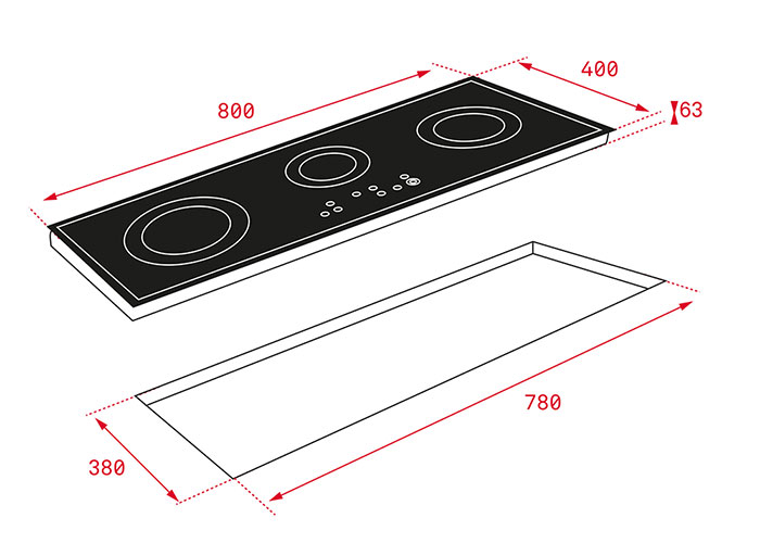 Bếp Điện Teka 3 Vùng Nấu TRC 83631 được xuất xứ tại Thổ Nhĩ Kỳ 