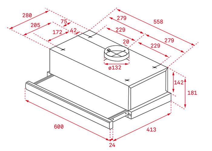 Quy cách lắp âm tủ Máy hút khử mùi Teka TL 6310