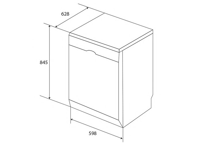 Kích thước Máy Rửa Bát Bán Âm Kaff KF-W60C3A401L