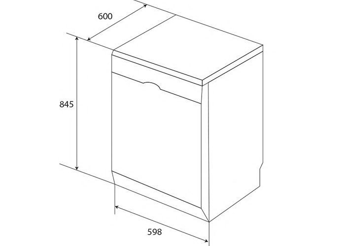 Kích thước Máy Rửa Bát Bán Âm Kaff KF-S906TFT