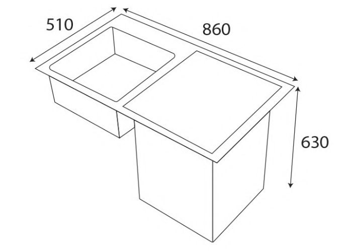 Kích thước Máy Rửa Chén Kết Hợp Bồn Rửa Kaff KF-SWM6