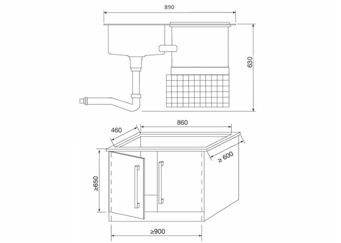 Kích thước Máy Rửa Chén Kết Hợp Bồn Rửa Kaff KF-SWM6