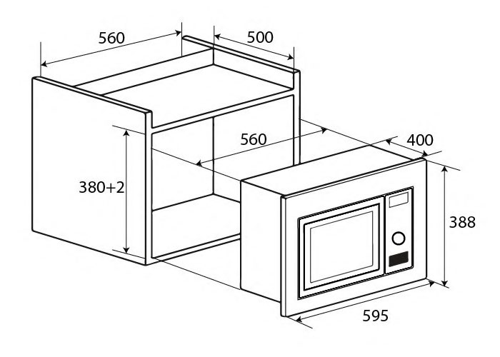 Thông số lắp đặt Lò Vi Sóng Âm Tủ Kaff KF-MC02