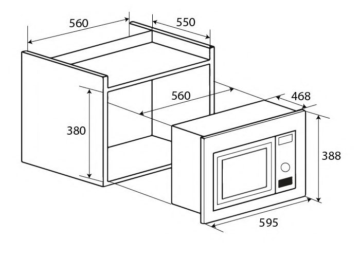 Thông số lắp đặt Lò Vi Sóng Âm Tủ Kaff KF-MC34L