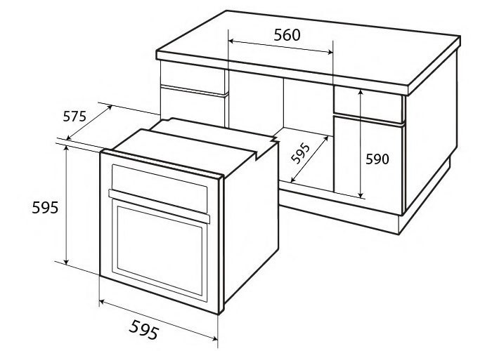 Kích thước chuẩn lò nướng âm tủ KAFF KF-T90S