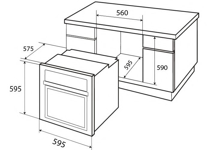 Kích thước Lò Nướng Âm Tủ Kaff KF-T90M