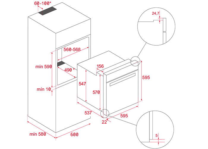 Thông số thiết bị nhà bếp Teka - Lò Nướng Âm Tủ Teka HSB 635