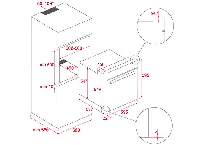 kích thước Lò Nướng Đa Chức Năng Teka HSB 610