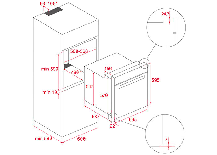 kích thước Lò Nướng Teka Âm Tủ HBB 735