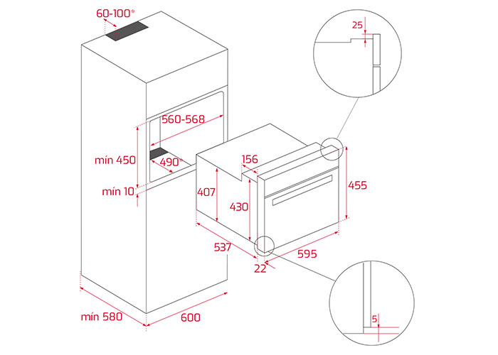 Thông số lắp đặt tủ Lò vi sóng kết hợp Lò nướng Teka MLC 844