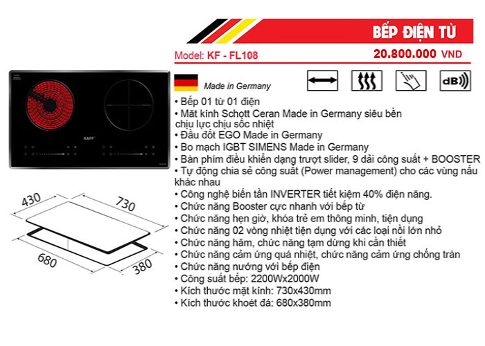 Đặc tính bếp điện từ Kaff KF-FL108 Made in Germany