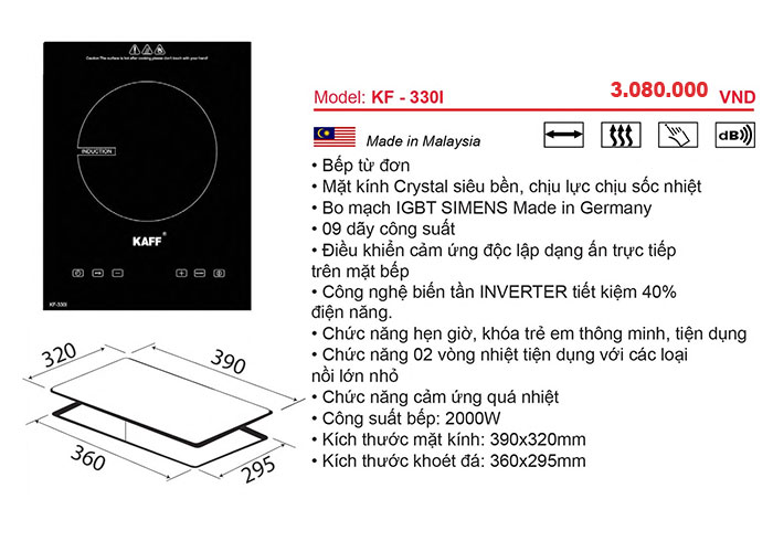 Bếp Từ Đơn Kaff KF-330I made in Malaysia