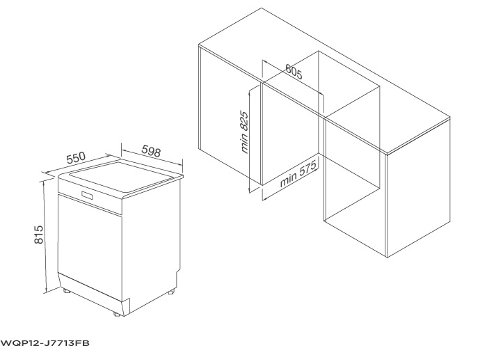 Máy rửa bát Malloca WQP12-J7713FB