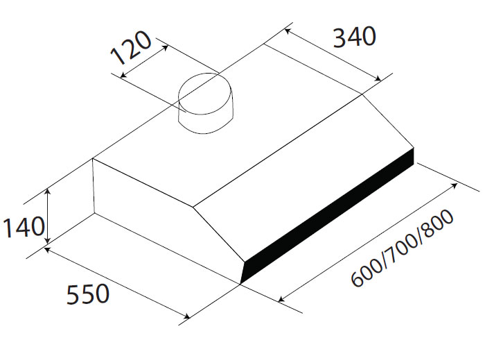 Kích thước chuẩn Máy hút khử mùi KAFF KF-688I/788I/888I