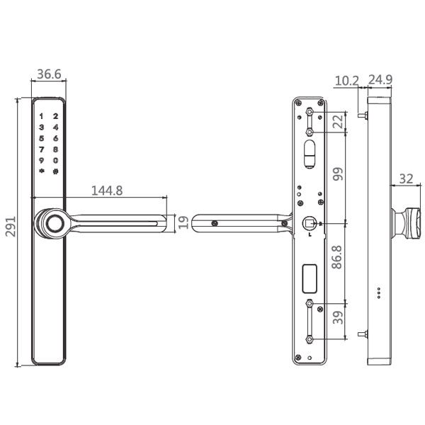 Thông số kỹ thuật Khóa Cửa Nhôm Kassler KL-599 Black